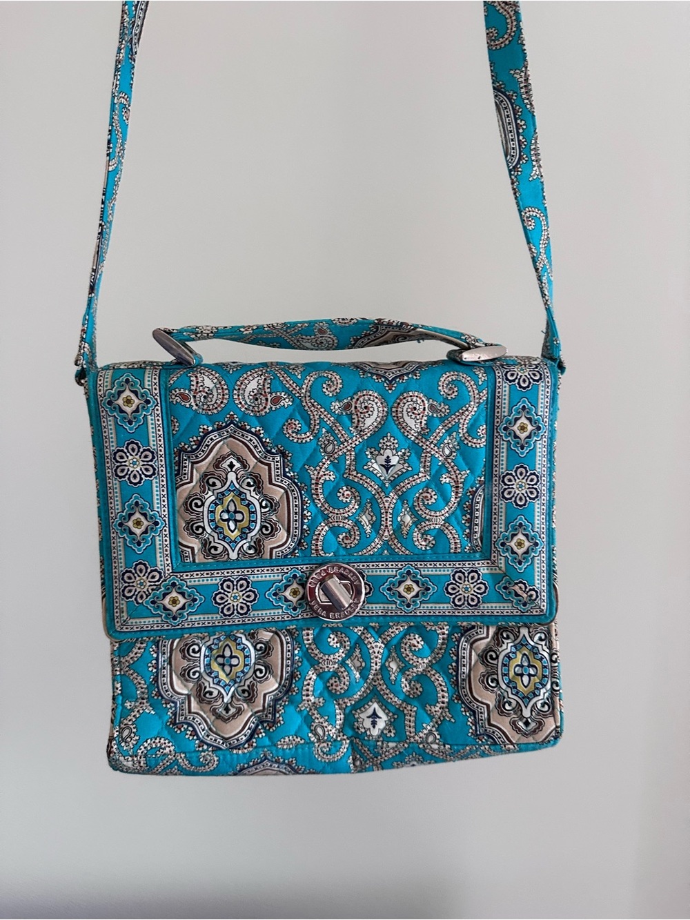 Vera Bradley Turquoise Paisley Quilted Crossbody Bag